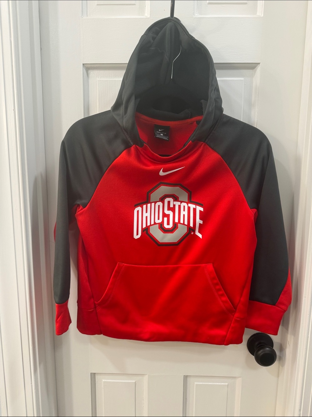 Nike Kids Dri-Fit Red and Black Ohio State Pullover Hoodie EUC
